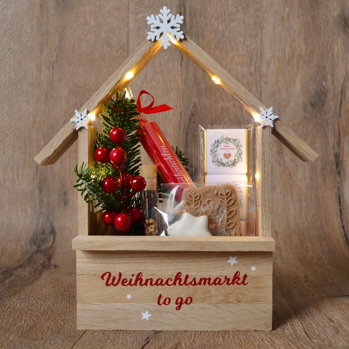 Das Weihnachtsmarkt to go - Geschenk SET in der gesamten Ansicht. Gefüllt mit vielen tollen Kleinigkeiten zur Weihnachtszeit.